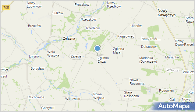 mapa Zglinna Duża, Zglinna Duża na mapie Targeo
